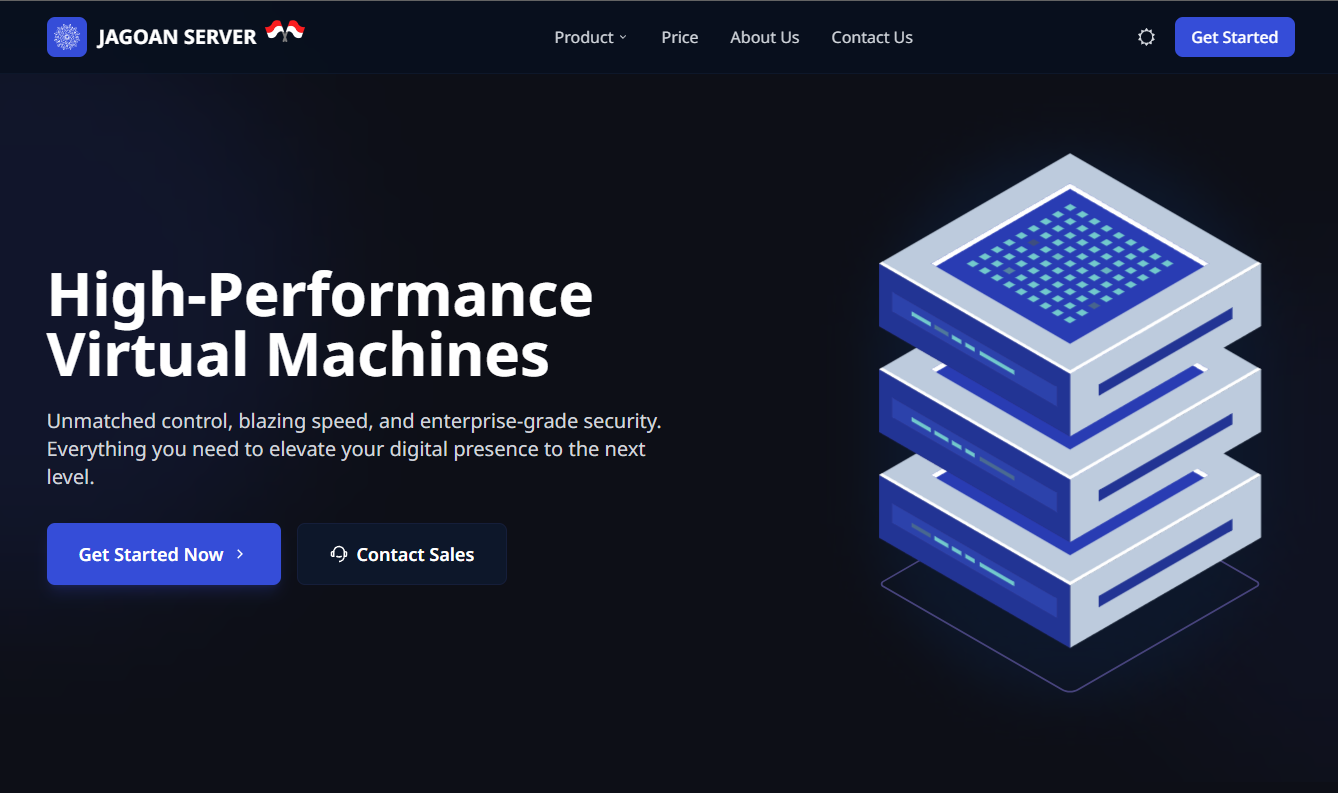 Jagoan Server Landing Page Screenshot